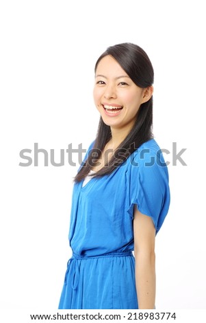 Beautiful asian woman relaxing on white background