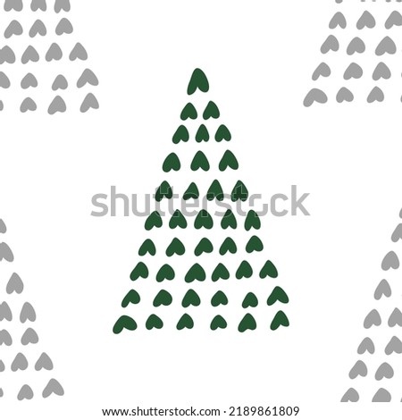 New year tree. Christmas pine vector. Hand drawn xmas silhouette. Abstract cute cedar illustration. Modern minimal stylized concept. Traingle doodle sign. Fir clipart. Square paint