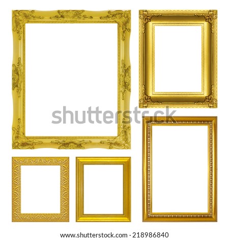 set antique gold frame isolated on the white background