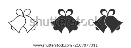 Christmas bell icon. Bells with ribbon bow. Simple design. Vector illustration.