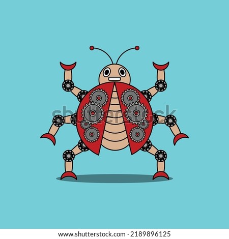 vector illustration of cute ladybug robot character is perfect for logos, symbols and banner ads