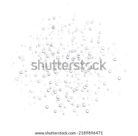 Underwater fizzing bubbles, soda or champagne carbonated drink, sparkling water isolated on white background. Effervescent drink. Aquarium, sea, ocean bubbles vector illustration. Royalty-Free Stock Photo #2189896471