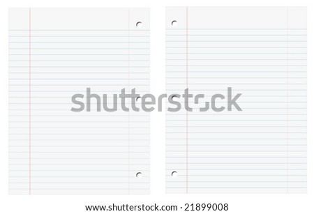 vector illustration two opposite lined 3 holed refilled papers