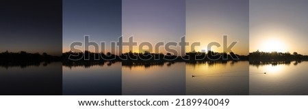 Sequence of five photos from dark until sunrise Royalty-Free Stock Photo #2189940049
