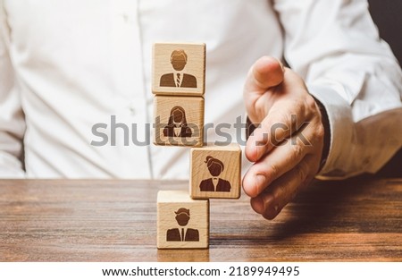 Get the team in order Hiring new recruits. Resolving conflicts and disagreements. Personnel and human resources management. Hierarchy and governance. Return of an employee. Discipline and control Royalty-Free Stock Photo #2189949495