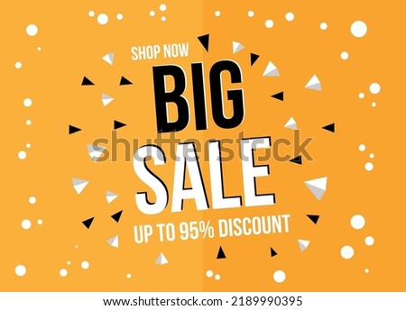 95% discount. Big sale for store and promotion. Banner on orange background.