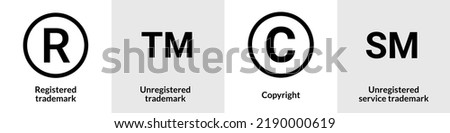 Trademark copyright symbol logo. Trade mark sign circle intellectual legal property register icon Royalty-Free Stock Photo #2190000619