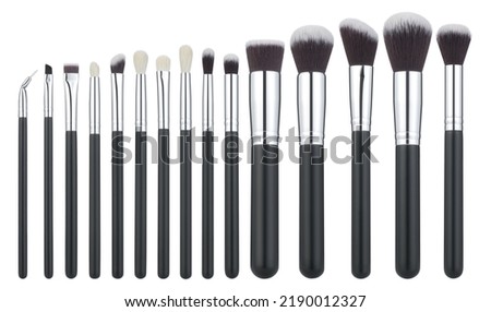 Makeup brushes max set mockup. A complete palette of makeup brushes for all occasions Royalty-Free Stock Photo #2190012327