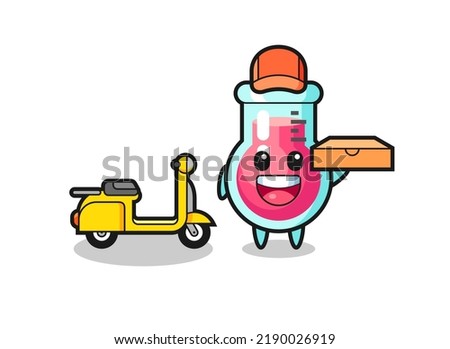 Character Illustration of laboratory beaker as a pizza deliveryman , cute style design for t shirt, sticker, logo element