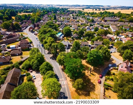 Aerial view of Ickleford, a large village situated on the northern outskirts of Hitchin in North Hertfordshire in England