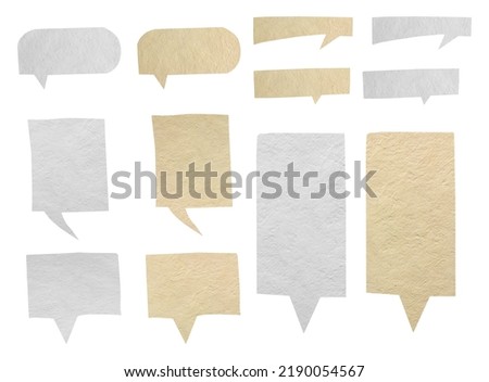 Set of Speech bubbles icons with paper texture background, isolated Clipping paths for design work empty free space Royalty-Free Stock Photo #2190054567