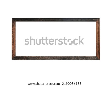 wooden photo frame on white background, vintage style