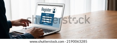 Online registration form for modish form filling on the internet website Royalty-Free Stock Photo #2190063285