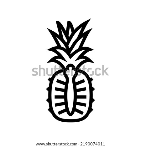 pineapple whole one cut line icon vector. pineapple whole one cut sign. isolated contour symbol black illustration