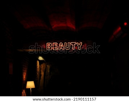 Electric Sign "Beauty" on a dark background