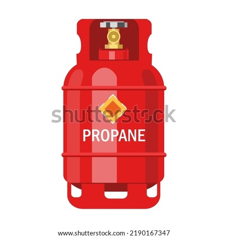 Red gas storage cylinders flat icon. Oxygen, nitrogen, carbon dioxide, helium tanks and containers isolated vector illustration