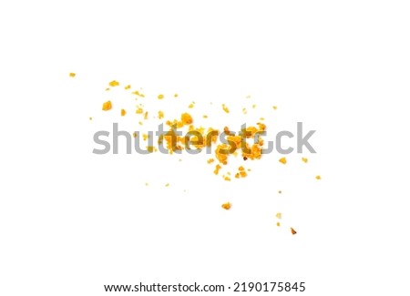 Heap of Bread Crumbs Isolated. Scattered Crushed Rusk Bread Crumbs for Nuggets, Panko on White Background Top View Royalty-Free Stock Photo #2190175845