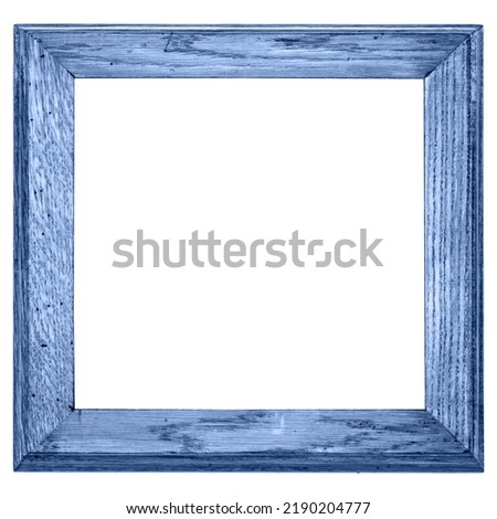 Antique Light Blue Rectangle Classic Old Vintage Wooden mockup canvas frame isolated on white background. Blank diverse subject moulding baguette. Design element. Use for paint, mirrors or photo.