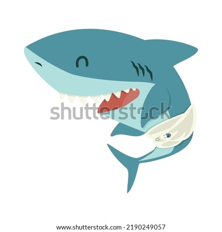 Cute Baby Shark Flat cartoon vector