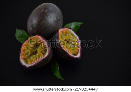 passion fruit cutaway image in low key