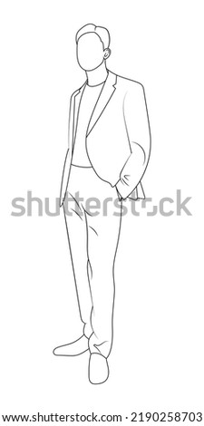 Businessman in suit full body sketch vector illustration.