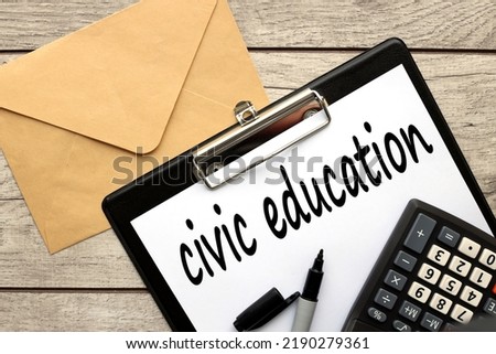 CIVIC EDUCATION top view on a folder with text.