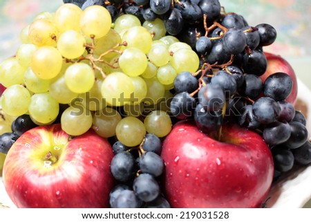 ripe grape and juicy apple as illustration collection harvest
