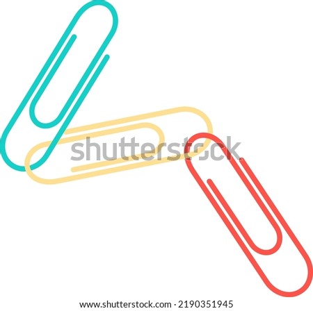Clip Art Isolated Elements Set, Paper Clips Chain, Back to School, School Supplies, Office Supplies