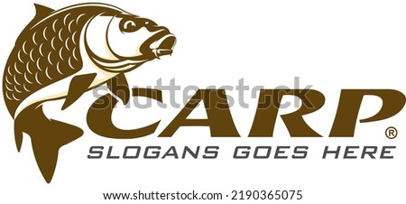 Carp Fish Logo. Unique and fresh Carp fish jumping out of the water. Great to use as your Carp fishing Activity. 