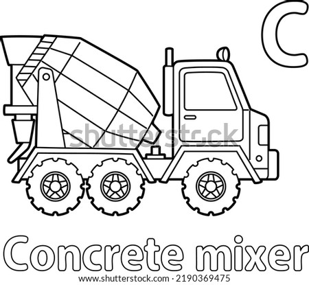 Concrete Mixer Alphabet ABC Coloring Page C