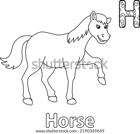 Walking Horse Alphabet ABC Coloring Page H