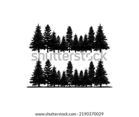 Pine Tree Vector, Pine Fir Forest Conifer Coniferous Tree Silhouette Collections	