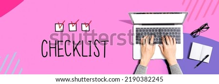 Checklist with person using a laptop computer