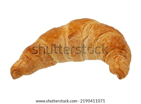 Single bread, fresh butter croissant, isolated on white background.