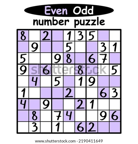 Even Odd number puzzle for kids vector illustration Royalty-Free Stock Photo #2190411649