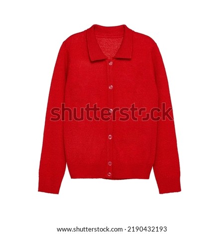 Red Sweater long sleeve on white background Royalty-Free Stock Photo #2190432193