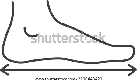 Measurements and dimensions of human foot, clothes and shoes size chart. Proportions for right fit, length and width of man feet. Isolated icon, line art minimalist label. Vector in flat style