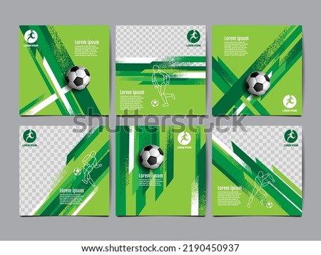 Soccer square Template, Football banner, Sport layout design, green Theme,  vector illustration