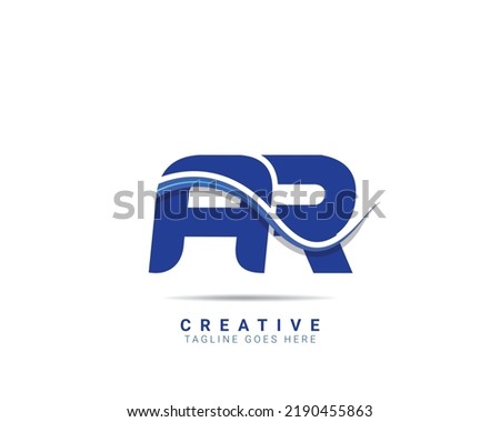 AR Blue color creative letter logo design. Abstract glossy colorful logotype vector design template in white background