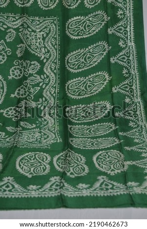 Azerbaijani national silk scarf called Kelagayi green color and national patterns