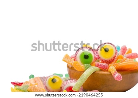 colorful jelly candies isolated on white background