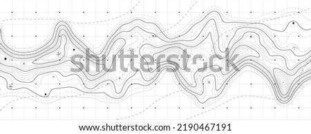 Topographic map background. Geographic line map with elevation assignments. Contour background geographic grid. Vector illustration.