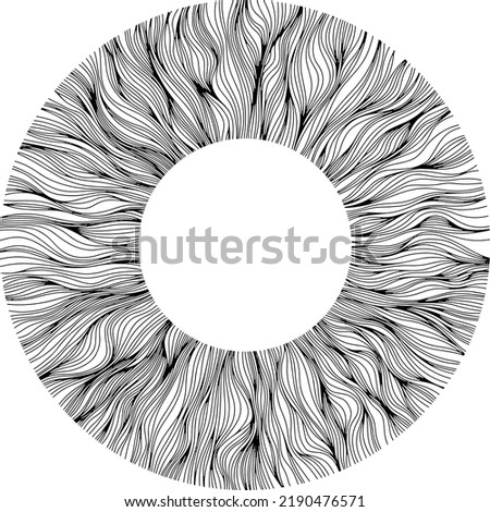 Abstract eye illustration. Iris decorative image. Circle vector line sketch Royalty-Free Stock Photo #2190476571