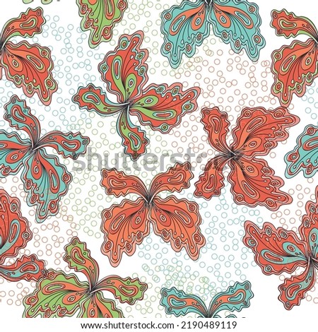 seamless texture with colorful flying butterflies. watercolor painting. tander gradient color repeats print for fashion textile, clothes, wrapping paper