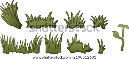 Grass illustration set. Green grass, weed, sprout. Ready to use eps10 for your design