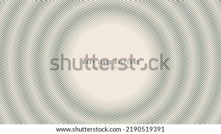Wavy Lines Halftone Engraving Pattern Abstract Vector Round Ripple Structure Frame Pale Green Border Isolated On Light Background. Half Tone Art Graphic Radial Aesthetic Neutral Retro Design Wallpaper Royalty-Free Stock Photo #2190519391