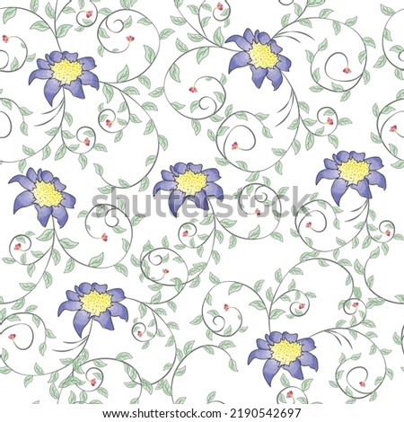 Hand drawn watercolor seamless floral pattern
