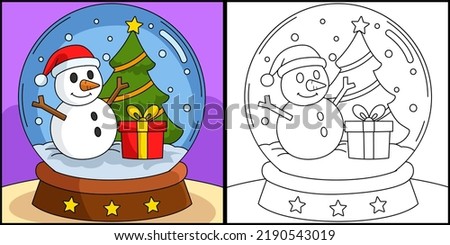 Christmas Snow Globe Coloring Page Illustration