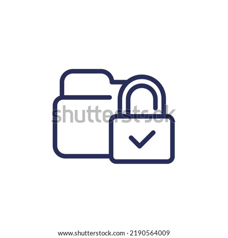locked folder line icon on white Royalty-Free Stock Photo #2190564009