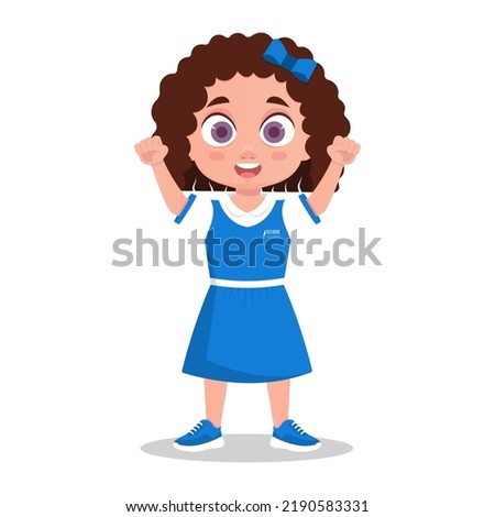 Cheerful girl in school uniform. Vector illustration